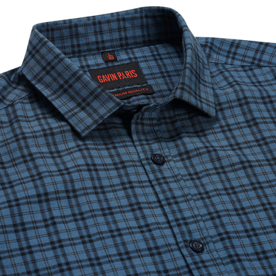 Blue and Black Plaid Slim Fit Full Sleeve Shirt (GP163)
