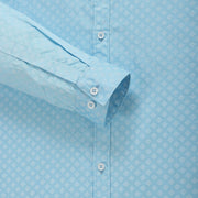 Aqua Blue Minimalist Design Men's Slim Fit Full Sleeve Shirt (GP307)
