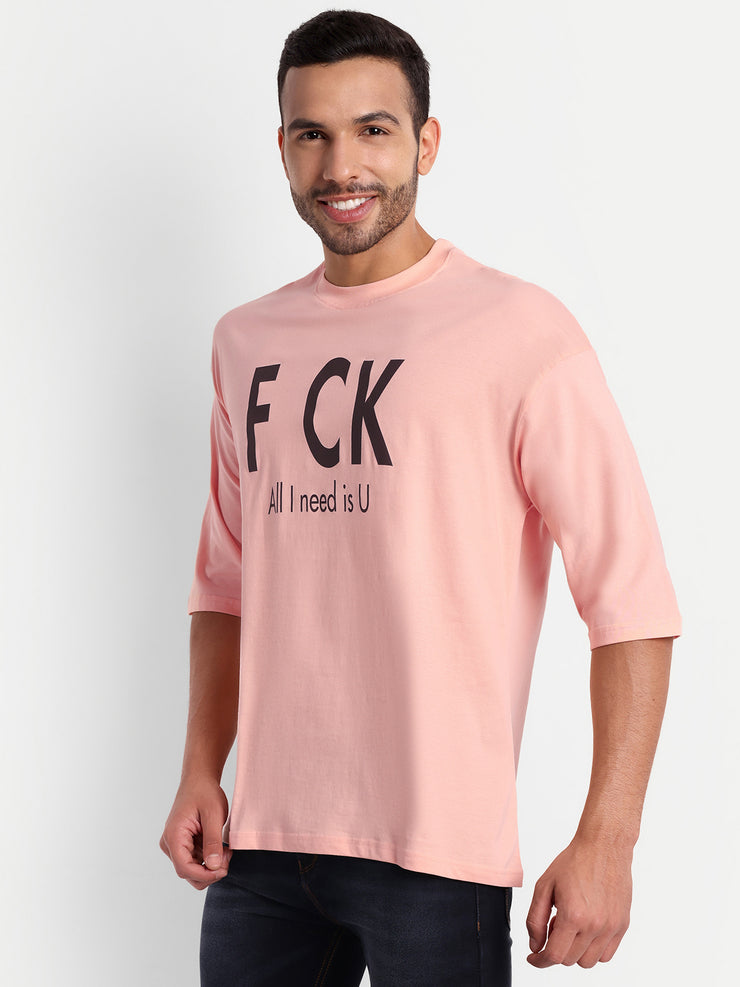 FCK Peach Drop-shoulder Oversized T-shirt
