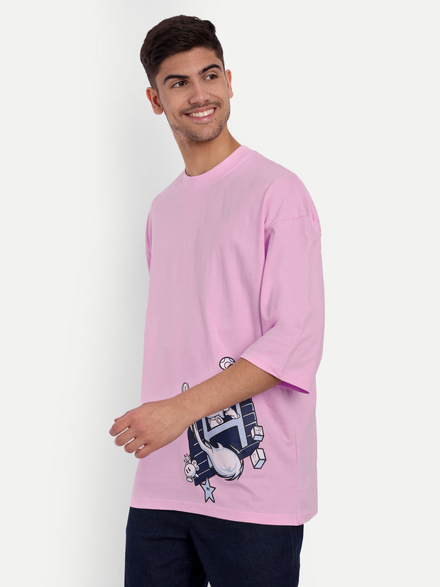 Mario Pink Oversize Drop shoulder Tee by Gavin Paris