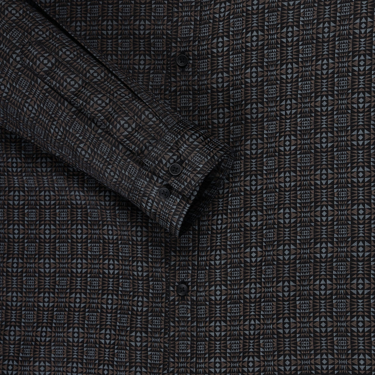 Brown Geometric Slim Fit Full Sleeve Shirt (GP186)