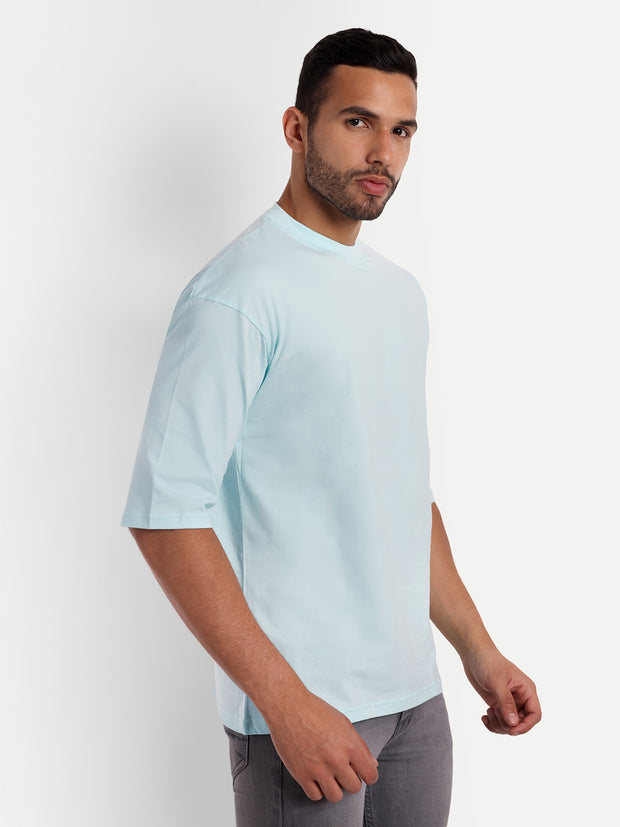 Japanese Aqua Blue Oversized Drop Shoulder Tee