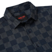 Navy Blue Checkered Pattern Slim Fit Full Sleeve Shirt (GP005)
