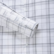 Light Gray and White Large Check Men's Slim Fit Full Sleeve Shirt (GP283)