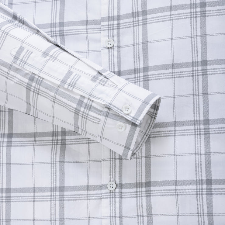 Light Gray and White Large Check Men's Slim Fit Full Sleeve Shirt (GP283)