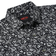 Black with White Floral Pattern Full Sleeve Shirt (GP023)