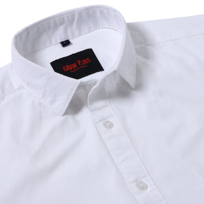 WHITE PLAIN COTTON FULL SLEEVE SHIRT (GP071)