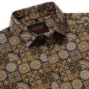 Brown and Beige Mosaic Print Slim Fit Full-Sleeve Shirt (GP017)