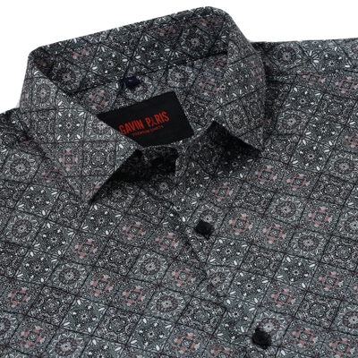 Geometric Pattern Slim Fit Full-Sleeve Shirt (GP103)