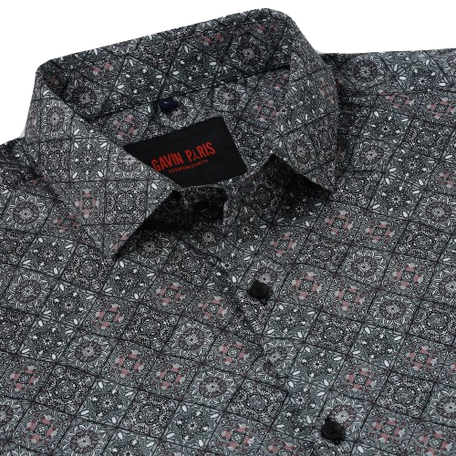 Geometric Pattern Slim Fit Full-Sleeve Shirt (GP103)