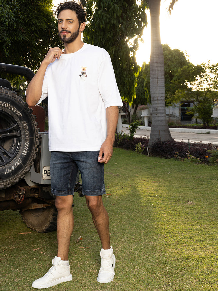 Rocket White Oversized Drop shoulder Tee by Gavin Paris