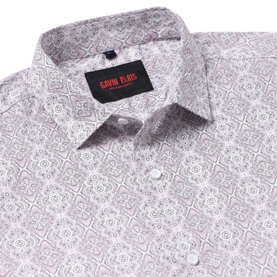 MENS WHITE PINK PRINTED FULL SLEEVE SHIRT (GP011)