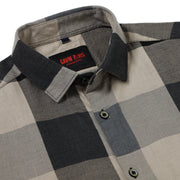 Plaid Flannel Full-Sleeve Shirt - Grey and Black (GP032)