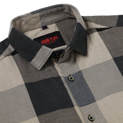 Plaid Flannel Full-Sleeve Shirt - Grey and Black (GP032)