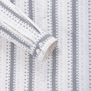Cream and Navy Ethnic Stripe Design Men's Slim Fit Full Sleeve Shirt (GP308)
