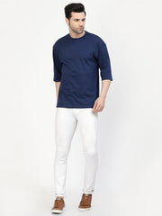 Dark Blue Plain Oversized Drop Shoulder Unisex Tshirt By Gavin Paris