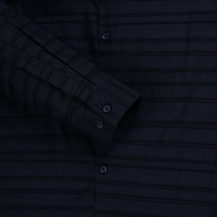 Navy Blue Slim Fit Full Sleeve Shirt with Textured Stripes (GP268)