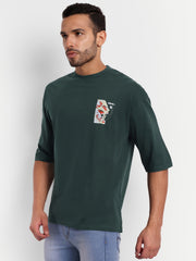 Monk Dark Green Oversized Drop Shoulder Unisex Tshirt By Gavin Paris
