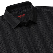 Black Patterned Slim Fit Full Sleeve Shirt (GP028)