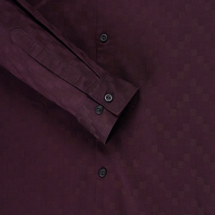 Burgundy Checkered Slim Fit Full Sleeve Shirt (GP170)