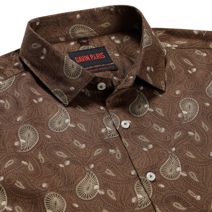 Brown with Paisley Pattern Full Sleeve Shirt (GP154)