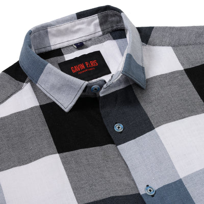 GREY & BLACK CHECK COTTON FULL SLEEVE SHIRT (GP033)