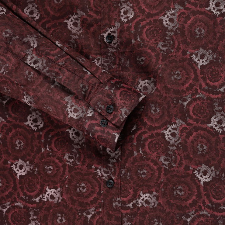 Burgundy Floral Slim Fit Full Sleeve Shirt (GP190)