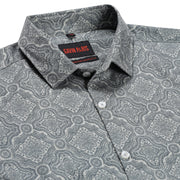 Grey Floral Paisley Print Slim Fit Full Sleeve Shirt (GP161)