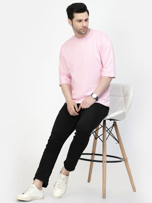 Pink Plain Oversized Drop Shoulder Unisex Tshirt By Gavin Paris