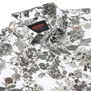 White with Green and Brown Floral Pattern Full Sleeve Shirt (GP051)