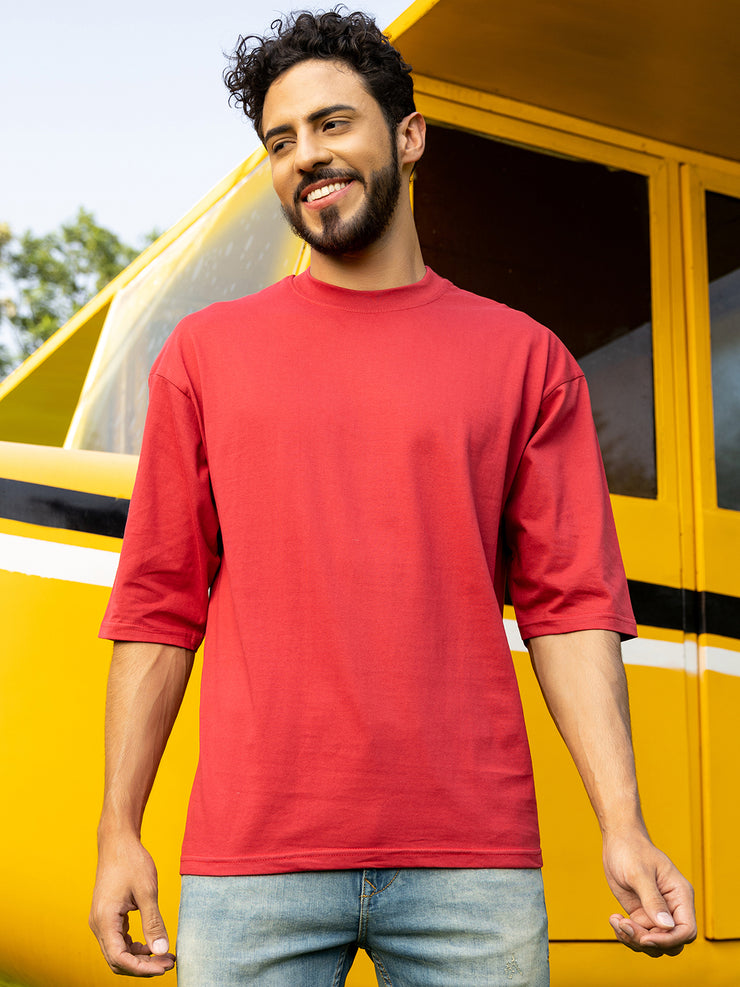 More Time Red Oversized Drop shoulder Tee by Gavin Paris
