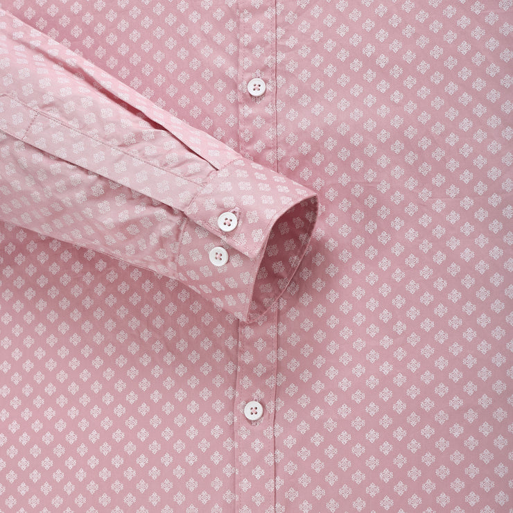 Pink and White Micro Print Men's Slim Fit Full Sleeve Shirt (GP305)