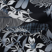 Half Sleeve Slim Fit Shirt - Black with Blue Botanical Pattern (GP053)