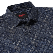 Blue Geometric Pattern Slim Fit Full Sleeve Shirt (GP013)