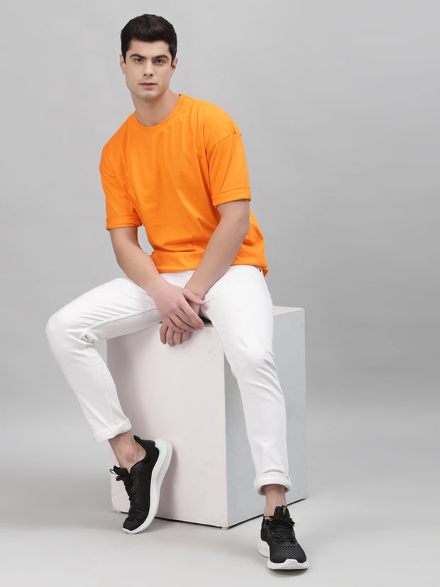 Neon Orange Unisex Plain Oversized Tee By Gavin Paris