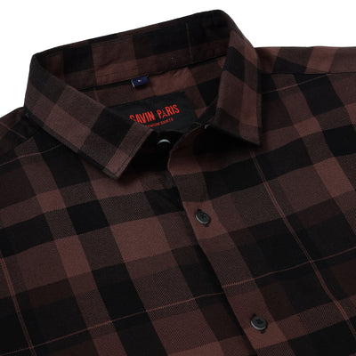 Checkered Slim Fit Full-Sleeve Shirt - Brown & Black (GP001)