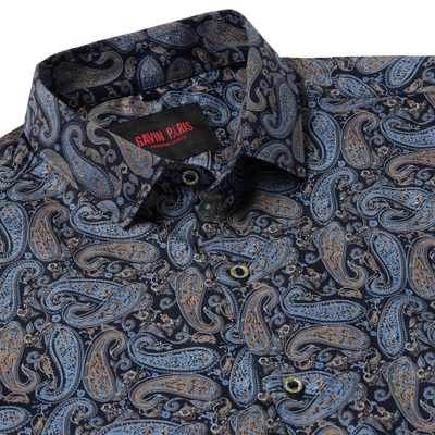 Blue Paisley Slim Fit Full-Sleeve Shirt (GP022)