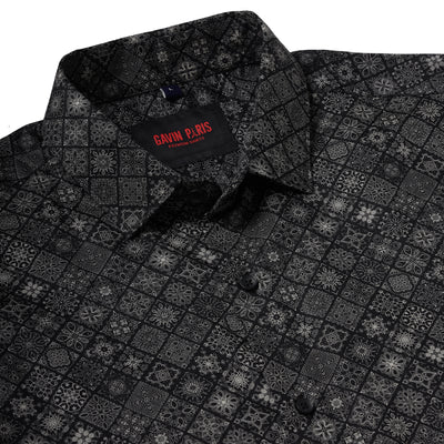 Full Sleeve Shirt - Black with Geometric Pattern (GP012)