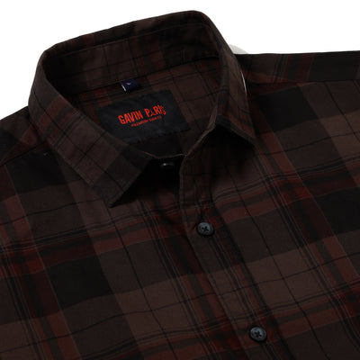 Brown Checkered Full-Sleeve Shirt (GP086)