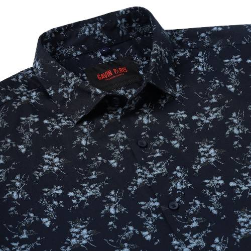 Black Floral Slim Fit Full-Sleeve Shirt (GP096)
