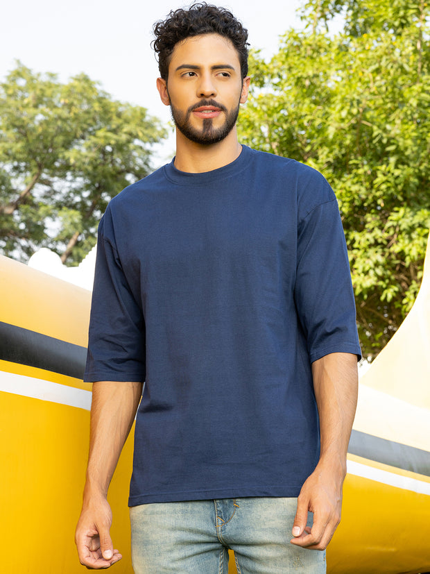 More Time Blue Oversized Drop shoulder Tee by Gavin Paris