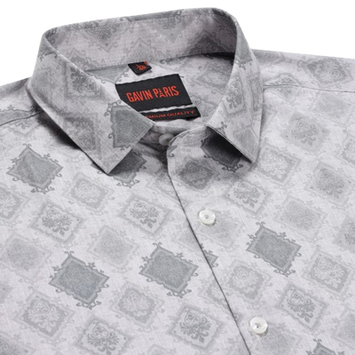 Vintage Geometric Pattern Slim Fit Full Sleeve Shirt (GP147)