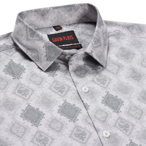 Vintage Geometric Pattern Slim Fit Full Sleeve Shirt (GP147)