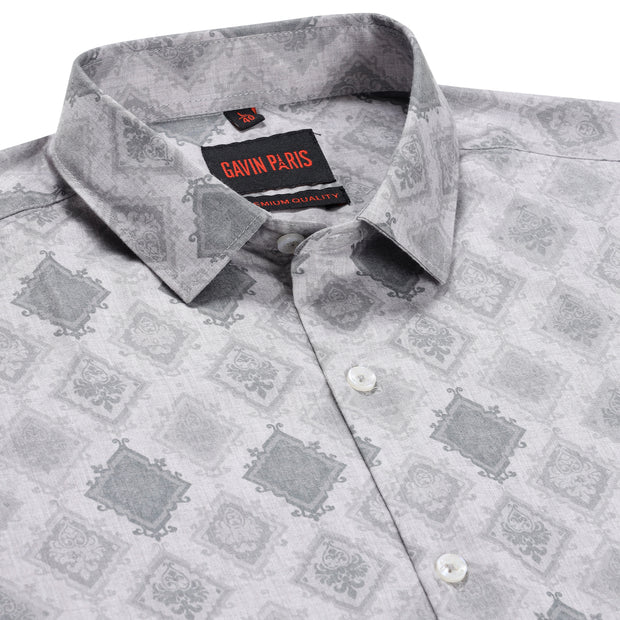 Vintage Geometric Pattern Slim Fit Full Sleeve Shirt (GP147)