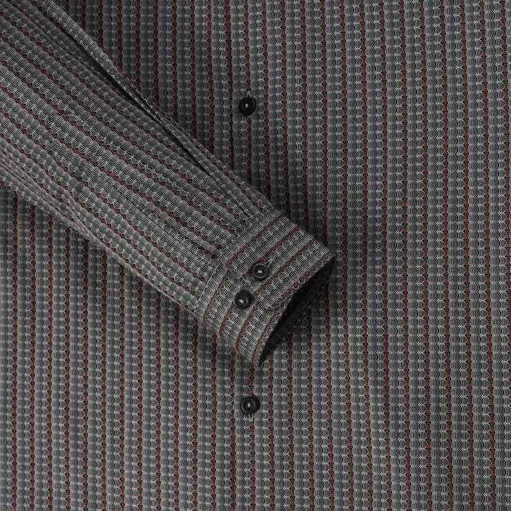 Geometric Stripe Full Sleeve Shirt - Rust Red and Grey (GP210)