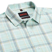Mint Green and Grey Plaid Slim Fit Full Sleeve Shirt (GP166)