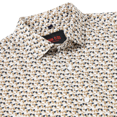 Beige and Black Geometric Pattern Full-Sleeve  Shirt (GP100)