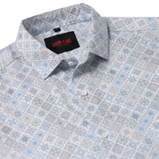 Blue and Grey Geometric Pattern Slim Fit Full Sleeve Shirt (GP014)