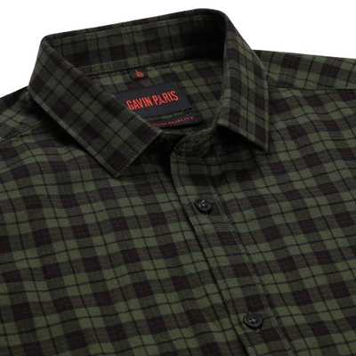 Green and Black Plaid Pattern Slim Fit Full Sleeve Shirt (GP157)