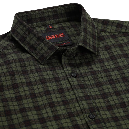 Green and Black Plaid Pattern Slim Fit Full Sleeve Shirt (GP157)